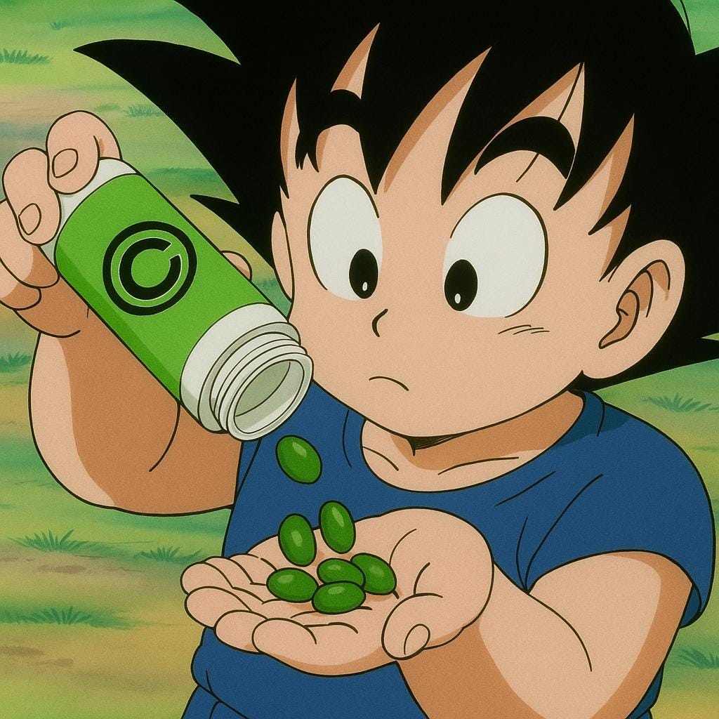 clicky fidget with storage compartment DBZ inspired container and green capsule beans